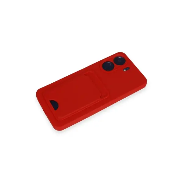 Xiaomi Redmi 13C Kılıf Kelvin Kartvizitli Silikon - Kırmızı