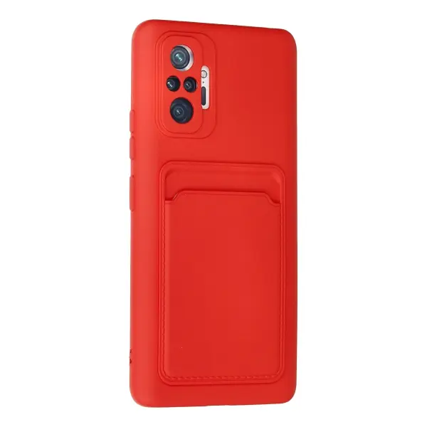 Xiaomi Redmi Note 10 Pro Kılıf Kelvin Kartvizitli Silikon - Kırmızı