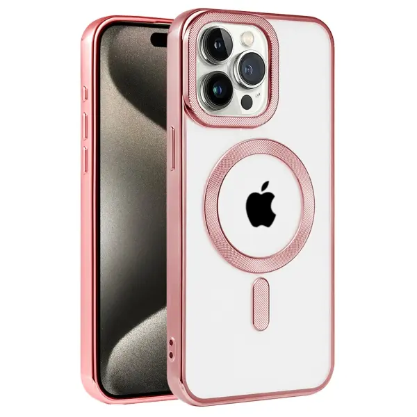 Apple iPhone 14 Pro Kılıf Kronos Magsafe Kapak - Rose Gold