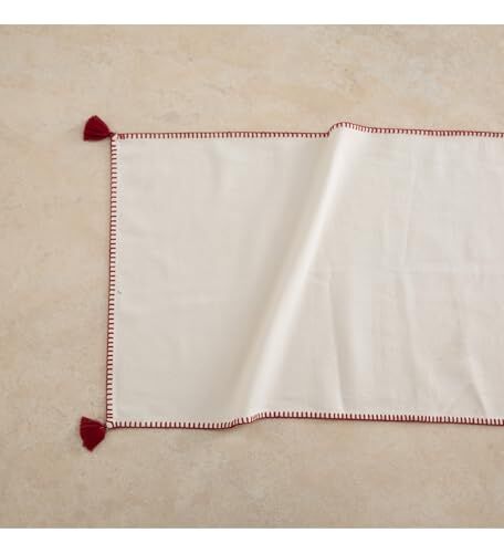 Püsküllü Runner Bordo 45X145 CM