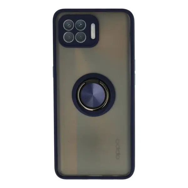 Oppo Reno 4 Lite Kılıf Montreal Yüzüklü Silikon Kapak - Lacivert