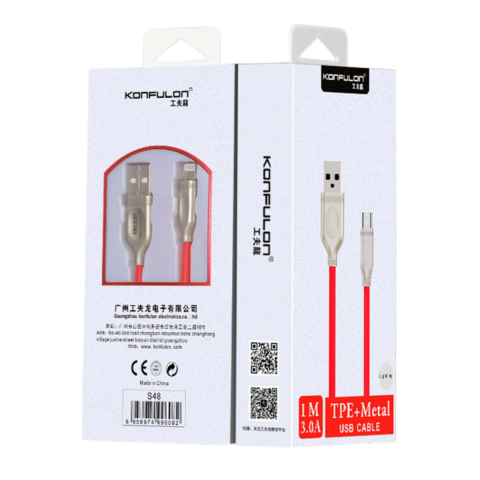S48 Lightning Kablo İphone Uyumlu 1m 3a - Kırmızı