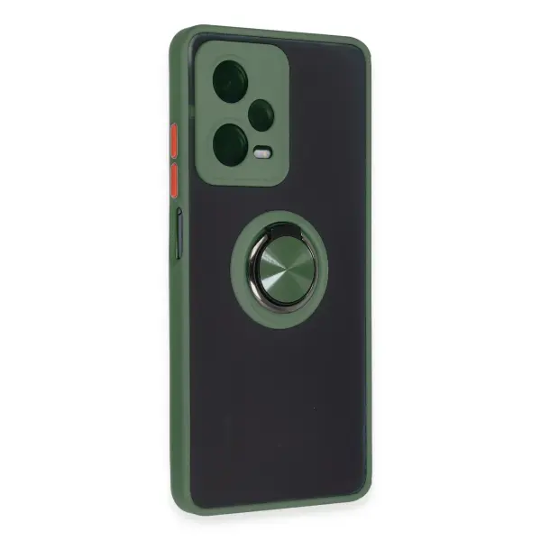 Xiaomi Redmi Note 12 5G Kılıf Montreal Yüzüklü Silikon Kapak - Yeşil