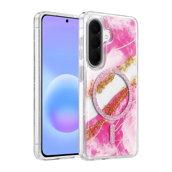 Onegif Samsung Galaxy A57 5g Lotus Simli Magsafe Kapak - Pembe