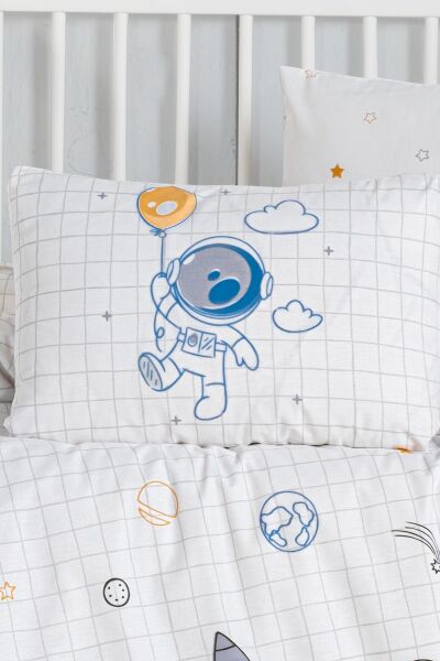 Ranforce %100 Pamuk Bebek Yastık Kılıfı 35X45 Cm, 2'li Set, Space A Çok Renkli