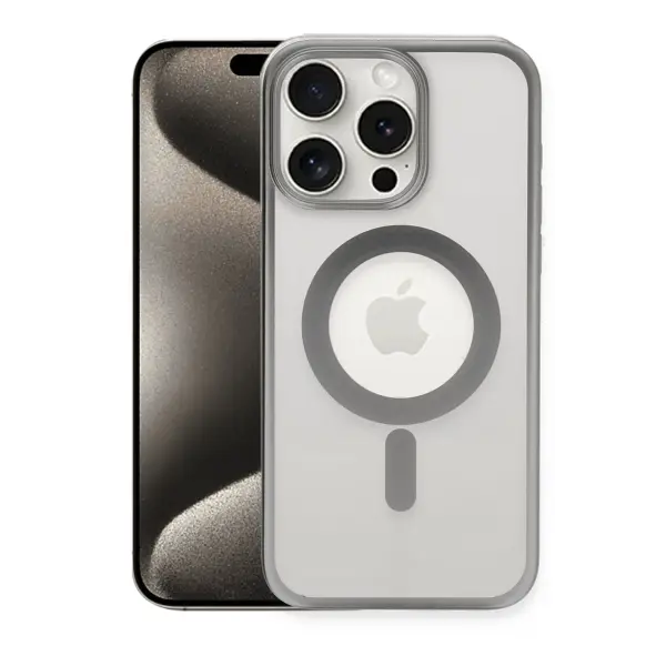 Apple iPhone 15 Pro Kılıf Erozi Magsafe Kapak - Gümüş