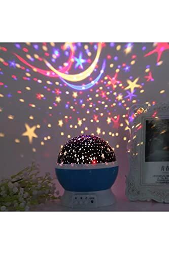 Renkli Yıldız Gökyüzü Projeksiyonlu Dönen Gece Lambası