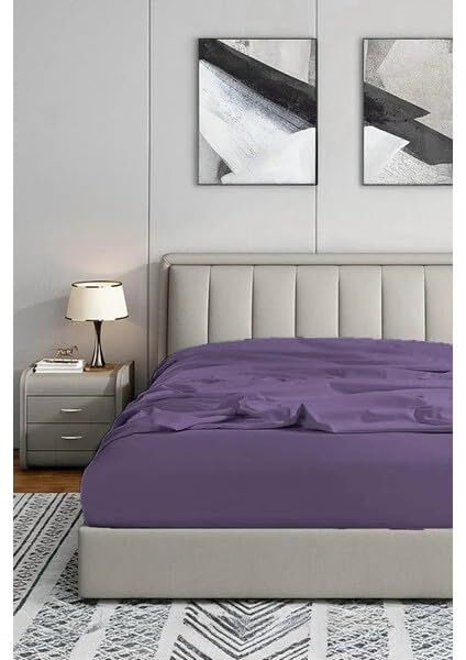 200x200 Lastikli Fitted Penye Çarşaf Mürdüm