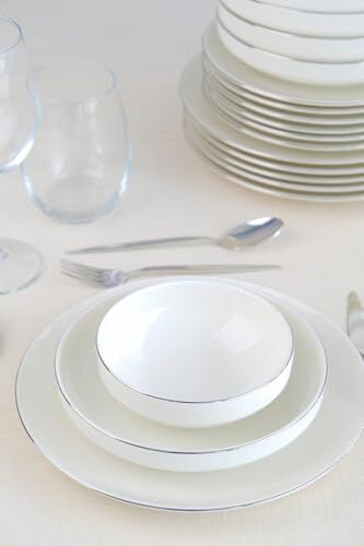 Porselen Sofia Platin Yemek Takımı 24 Parça 6 Kişilik