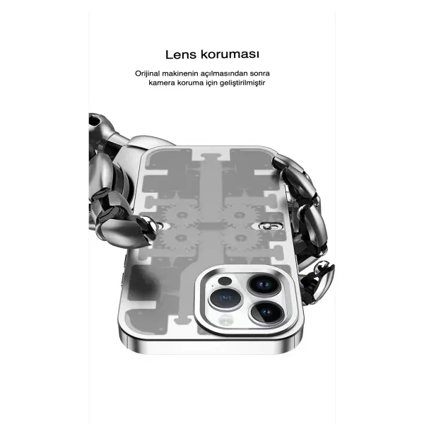 Apple iPhone 13 Pro Max Kılıf Mekanik Bumper Kapak - Gold