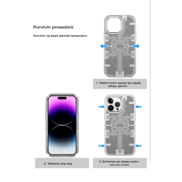 Apple iPhone 13 Pro Max Kılıf Mekanik Bumper Kapak - Mavi