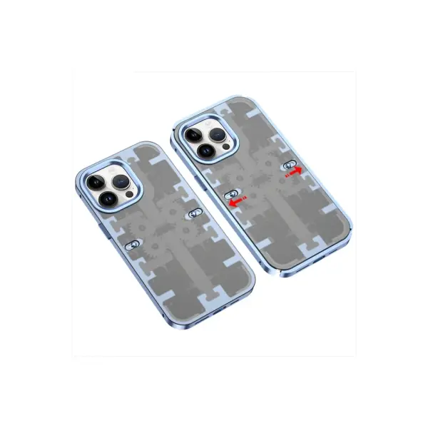 Apple iPhone 13 Pro Max Kılıf Mekanik Bumper Kapak - Mavi