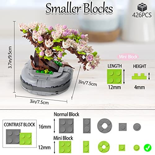 Bonsai Ağacı Sukulent/Sakura Saksı Bitki Yapı Blokları Seti (Sakura)