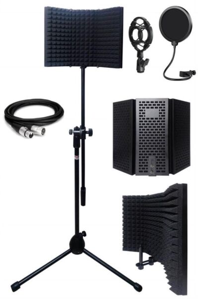PF-30X Mikrofon Standı Yalıtım Paneli Xlr Kablo Pop Filter
