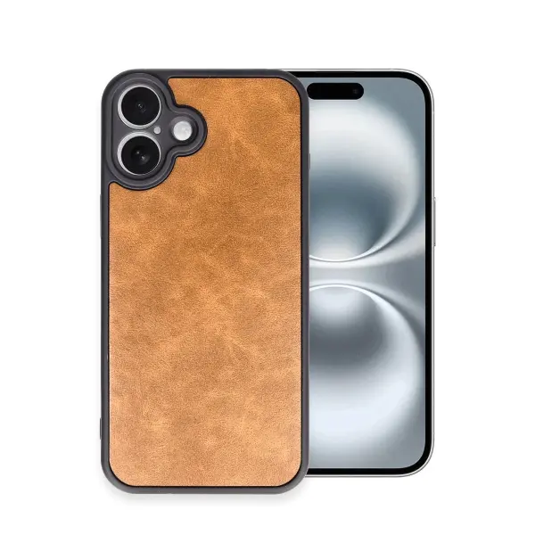 Apple iPhone 16 Plus Kılıf Aras Deri Kapak - Taba