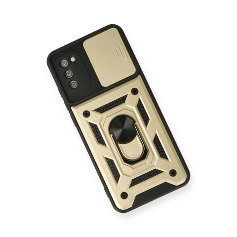 Samsung Galaxy A03s Kılıf Pars Lens Yüzüklü Silikon - Gold