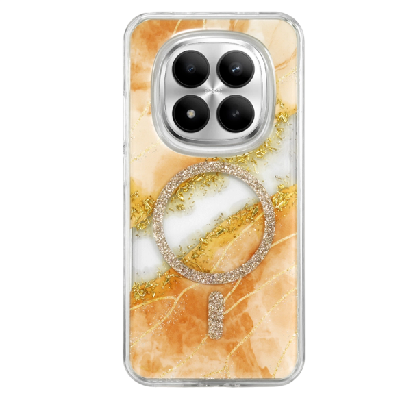 Onegif Xiaomi Redmi Note 15 Pro Plus 5g Lotus Simli Magsafe Kapak - Turuncu