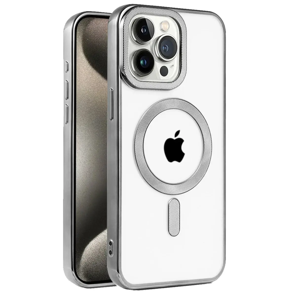 Apple iPhone 15 Pro Max Kılıf Kronos Magsafe Kapak - Titanyum Gri