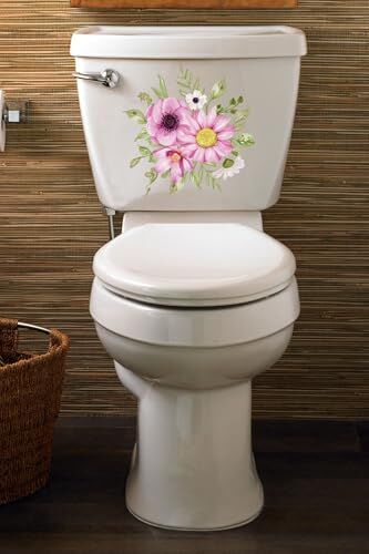 Renkli Çiçek Desenli Klozet Kapağı Banyo Stickerı