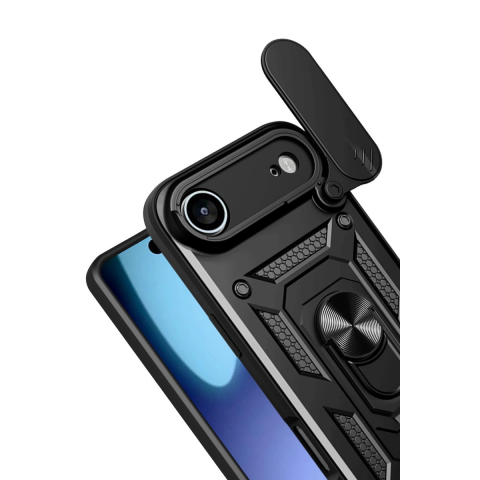 Apple İphone 17 Air Pars Lens Yüzüklü Silikon - Siyah