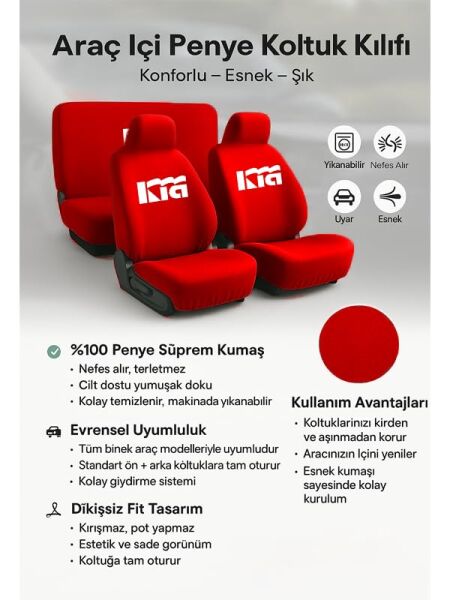 Jeep ile uyumlu oto koltuk kılıfı, Kırmızı