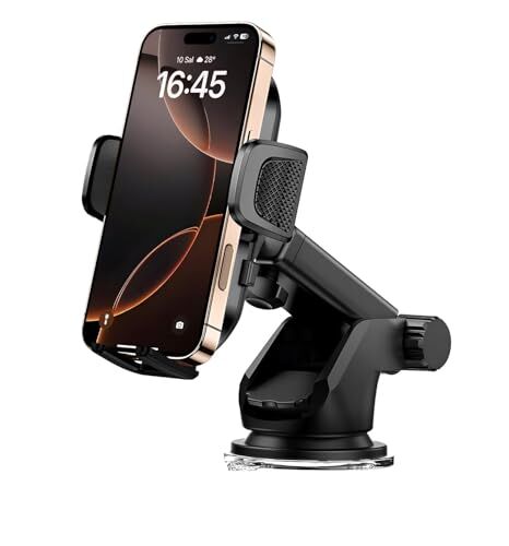 Otomatik Klipsli Araç Telefon Tutucu, Cam ve Torpido için, Yapışkanlı ve Ayarlanabilir