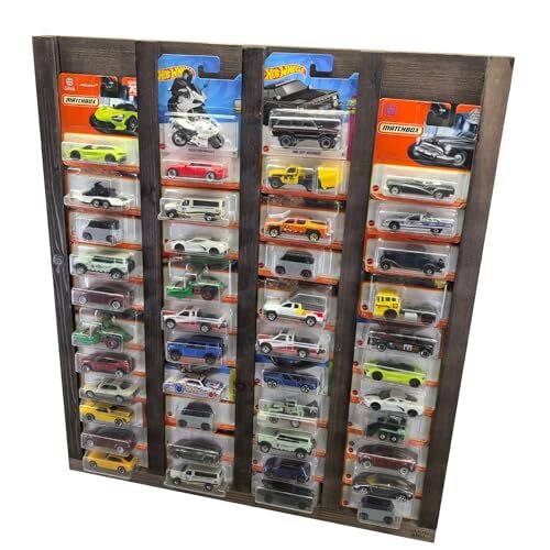 Regular Kart Rafı; Doğal Ahşap Regular Kart Sergileme Vitrini, Kutusunda Card Oyuncak Araba rafı-Ceviz