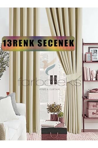 Bej Vizon Kalın Güneşlik Blackout Karartma Fon Perde Düz Dikim 160 x 200