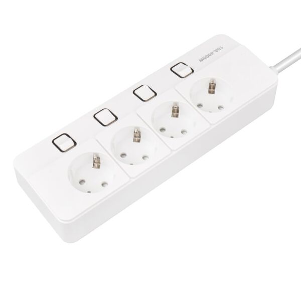 Yamatik Xman Ayrı Anahtarlı 1.5 Metre Termal Güvenlik Akım Korumalı Grup Priz, 4000W, 16 Ah, 4'lü