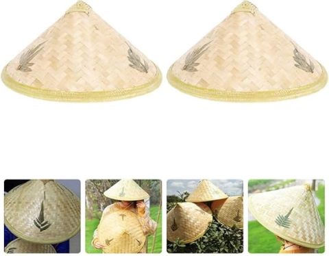 Naturel Renk Cambodia Kamboçyalı Vietnam Şapkası Pvc Hasır