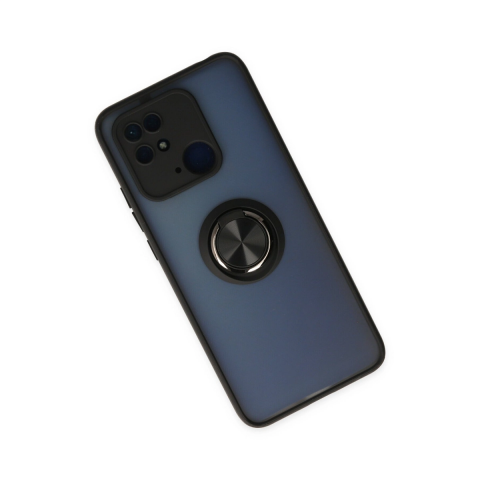 Xiaomi Redmi 10c Kılıf Montreal Yüzüklü Silikon Kapak - Siyah