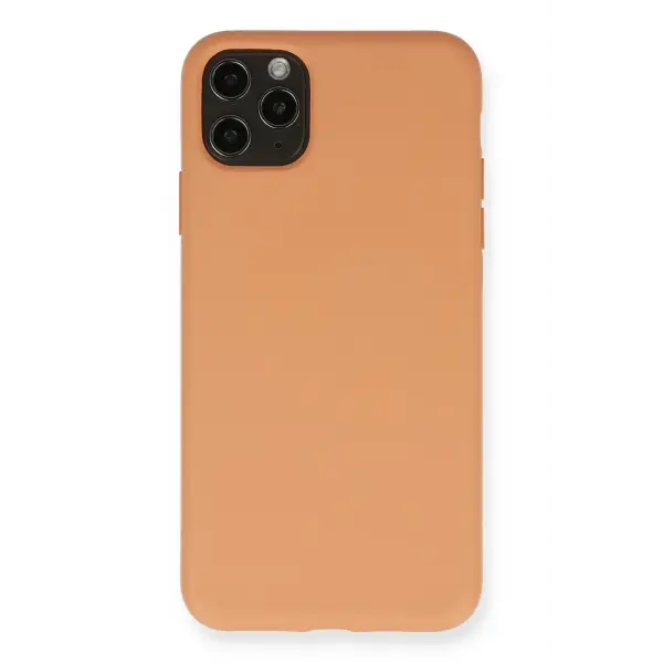 Apple iPhone 11 Pro Max Kılıf Nano içi Kadife Silikon - Mat Turuncu