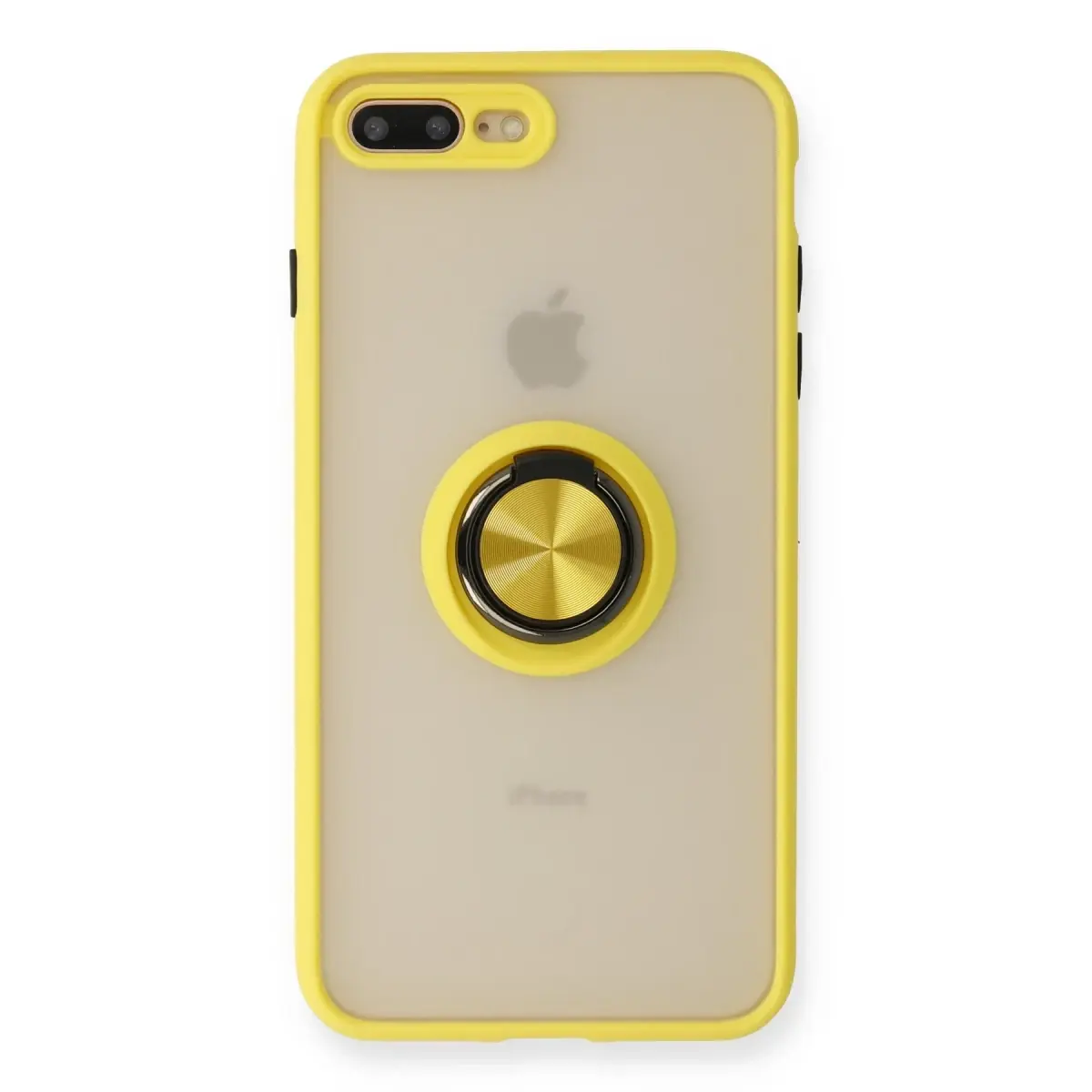 Apple iPhone 7 Plus Kılıf Montreal Yüzüklü Silikon Kapak - Sarı