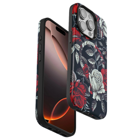 Onegif Apple İphone 14 Pro Flower Series Magsafe Kapak - Siyah