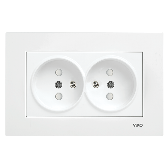 Viko Karre İkili UPS Topraklı Priz  Çocuk K. Beyaz
