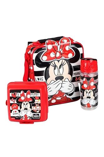 Mouse Lisanslı Beslenme Çantası, Beslenme Kutusu ve 500 ml Tritan Matara Seti, Kırmızı