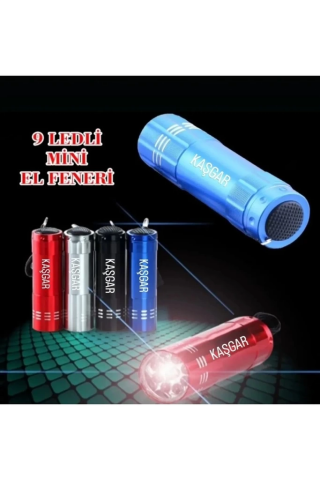 Süper Parlak 9 Ledli Metal Mini El Feneri