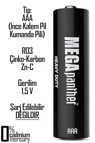 Aaa R03 İnce Kalem Pil Kumanda Pili Zn-C 1.5V (60)