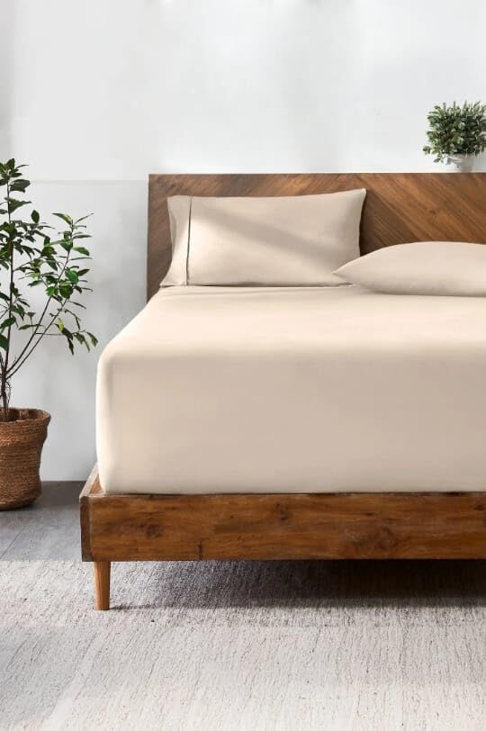 Lastikli Hipoalerjenik %100 Pamuk Penye Kumaş Ekru Çift Kişilik Çarşaf 140x200 cm
