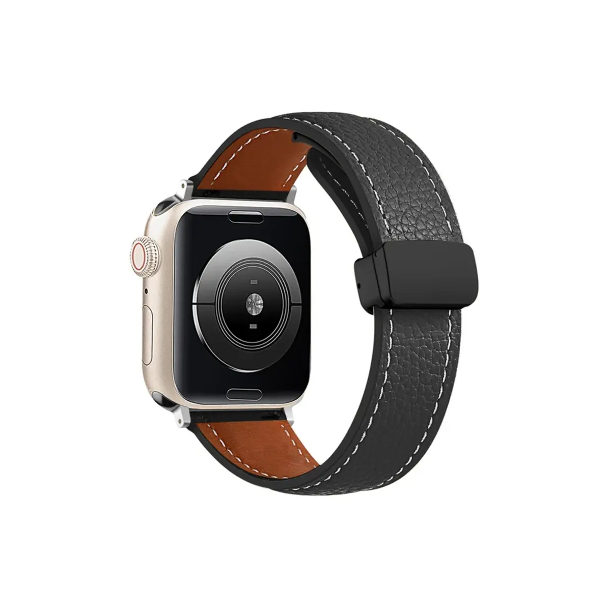 Apple Watch 38mm KR414 Daks Deri Kordon - Siyah