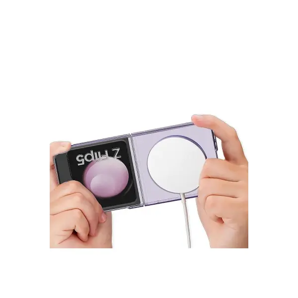Samsung Galaxy Z Flip 5 Kılıf Magneticsafe Şeffaf Silikon - Şeffaf