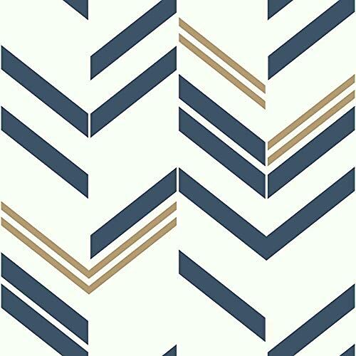 Chevron Blue Stripe Peel & Stick duvar kağıdı