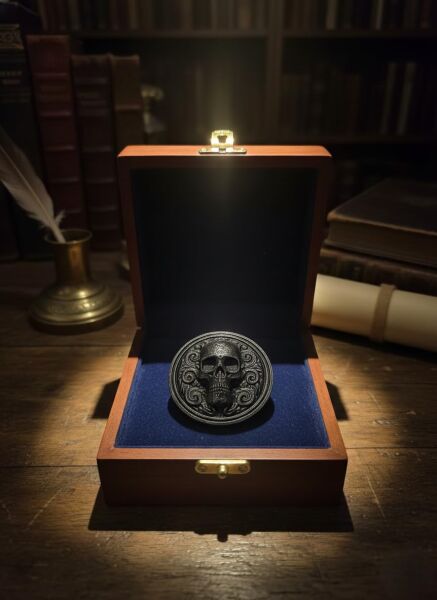 3D Şans Tokenı Kurukafa Tasarımlı – Gotik Şans Parası, Şans Tılsımı, Koleksiyonluk Token, Cepte Taşınabilir Motivasyon Parası