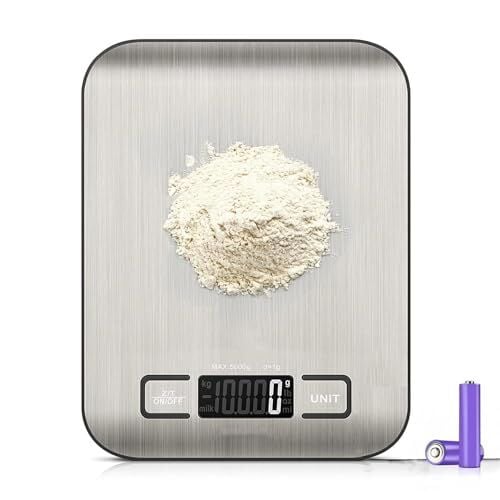 Dijital Mutfak Terazisi – 5000 g; 1 g Hassasiyetli Paslanmaz Çelik Tartı, Akıllı Otomatik Kapanma Özelliği, LCD Ekranlı, Gram, Ons ve Mililitre Ölçer