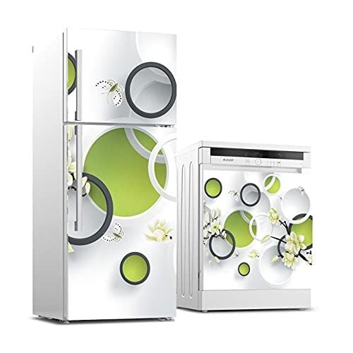 Buzdolabı ve Bulaşık Makinesi Beyaz Eşya Sticker Kaplama, 3D Yeşil Yuvarlak