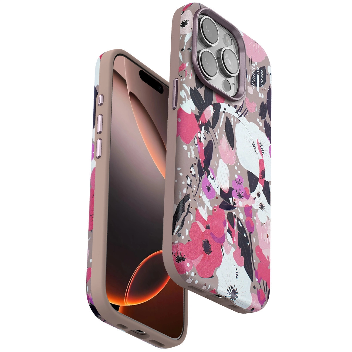 Onegif Apple İphone 14 Pro Flower Series Magsafe Kapak - Pembe