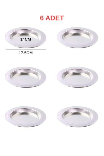Albergio 6 Adet Alüminyum Künefe Tabağı 14 cm İç Çap 17,5 cm Dış Çap Künefe Tepsisi Gri