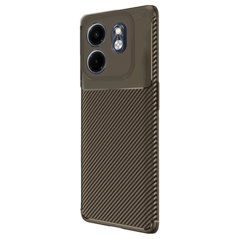 İnfinix Smart 9 Kılıf Auto Focus Karbon Kapak - Kahverengi