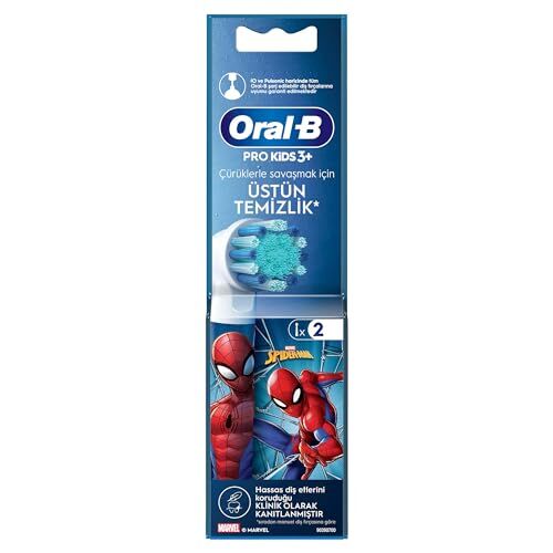 Çocuklar için Spiderman Şarjlı Diş Fırçası Yedek Başlığı, 2 Adet