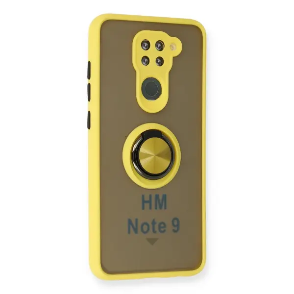 Xiaomi Redmi Note 9 Kılıf Montreal Yüzüklü Silikon Kapak - Sarı